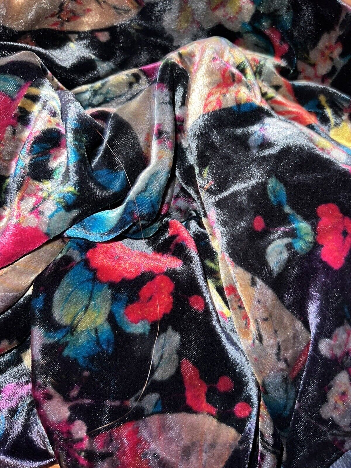 Johnny Was Velvet & Silk Kimono Wrap Sz L Large Jewel Tone Floral REVERSIBLE