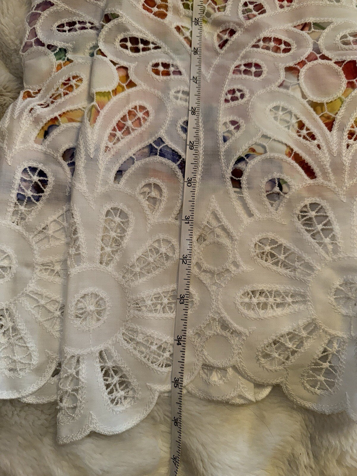 Johnny Was XL White Eyelet Lace Shift Mini Dress & Floral Slip Retail $538 Johnny Was