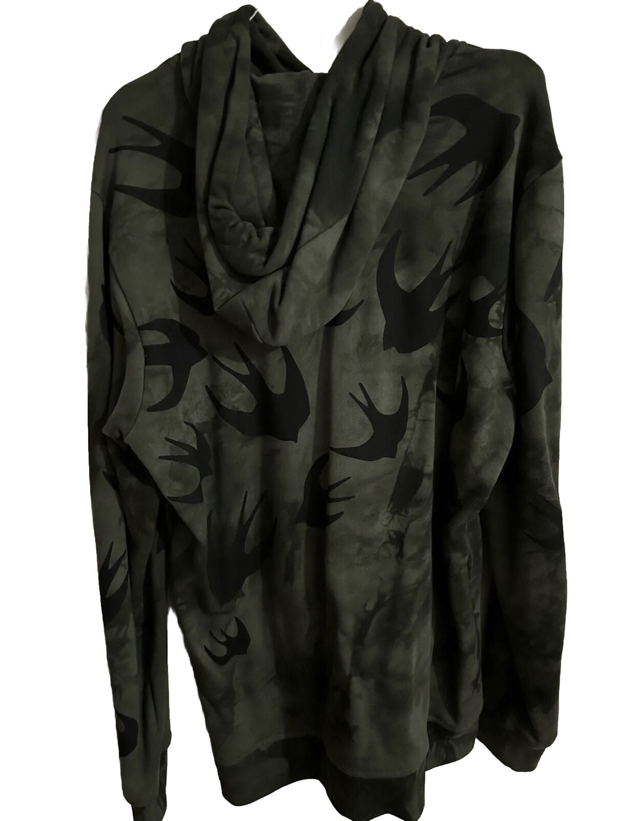 McQ Alexander McQueen Green Tie-Dye Swallows Hoodie Sweatshirt Swarm NWOT $440