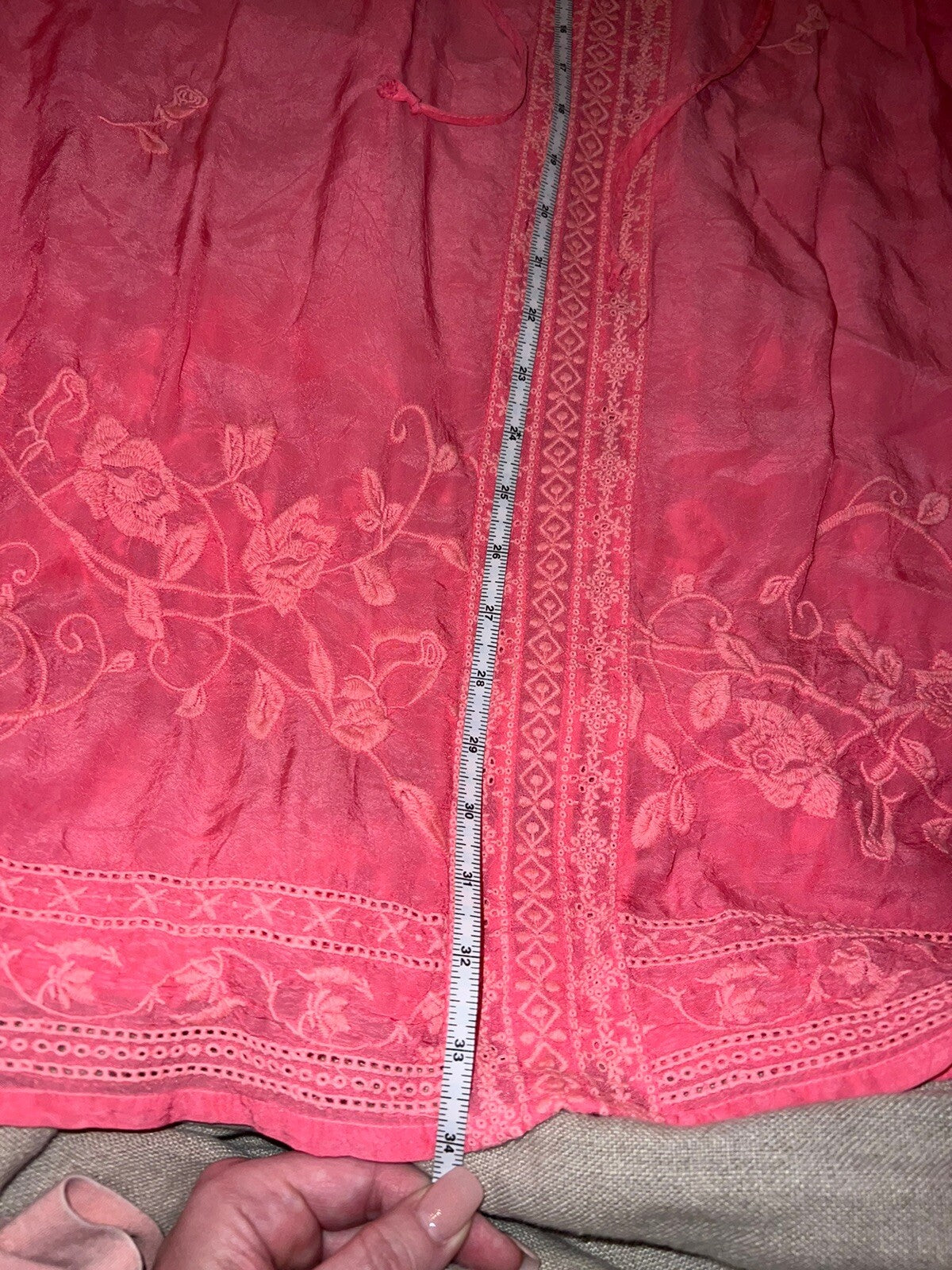 Johnny Was 2X Embroidered Tunic Top Pink Eyelet Lace Peasant Blouse Mini Dress Johnny Was