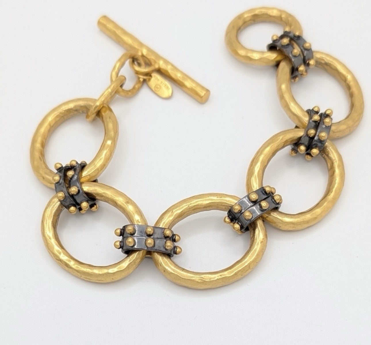 Julie Vos Soho 2 Tone 24k Gold Plated Toggle Chain Link Bracelet  8.5” Julie Vos