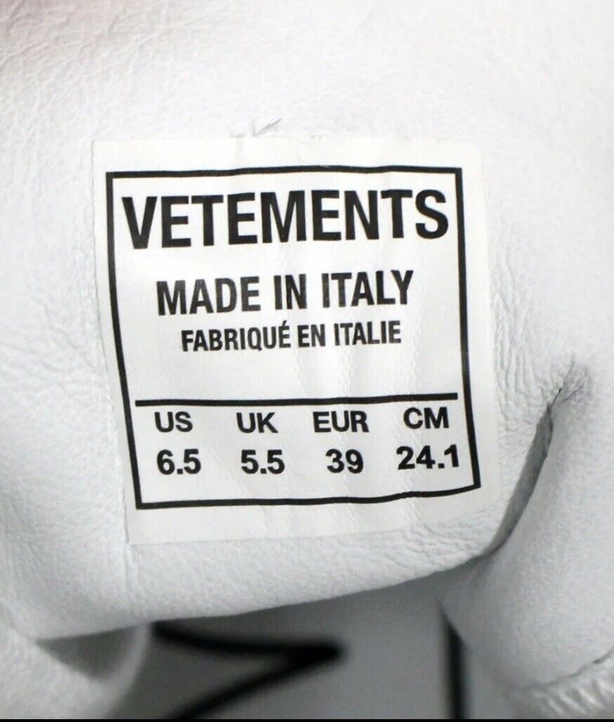 Size 39 VETEMENTS Anti-War Georgian Graffiti Hi Top Sneakers Authenticated USA