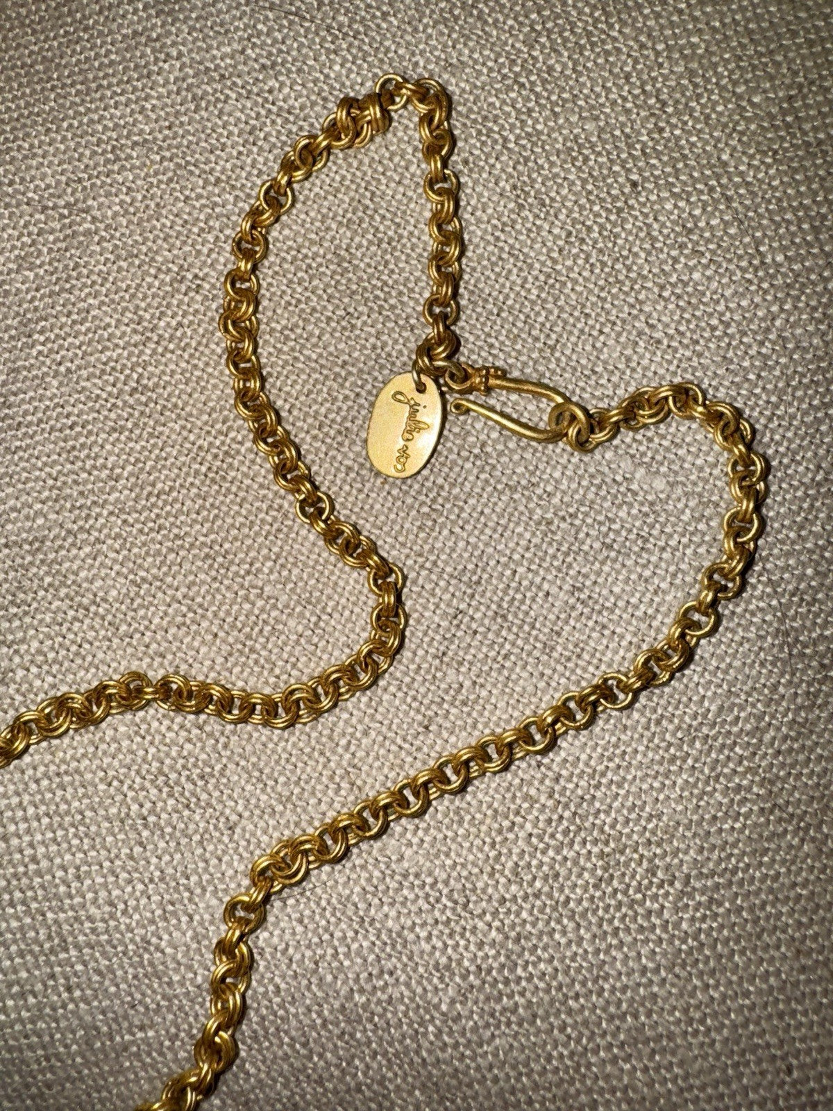 Julie Vos Necklace Sapphire Blue Glass & Gold Coin Pendant 24k Plated RETIRED Julie Vos