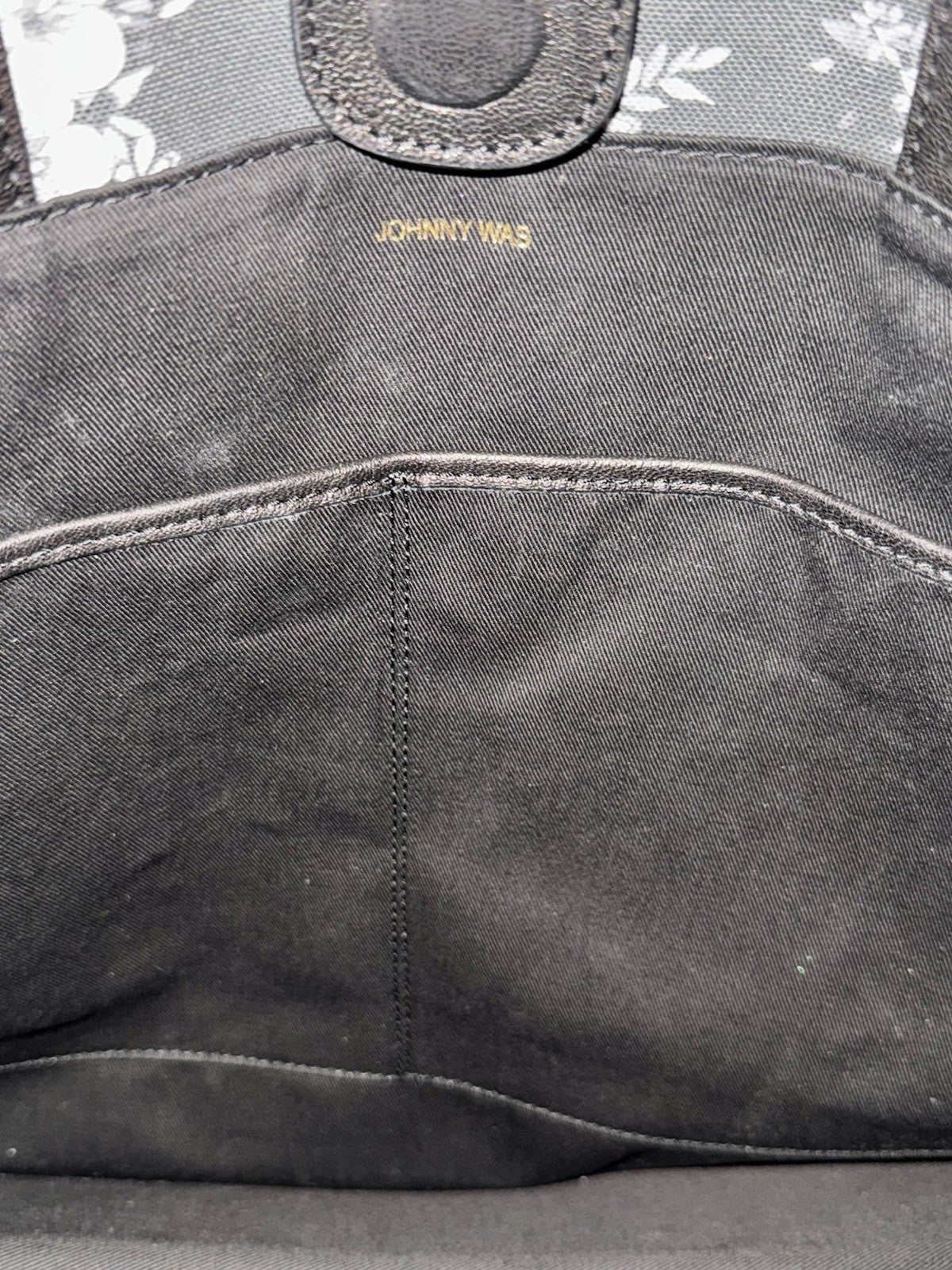 Johnny Was Black & White Coated Canvas Dreamer Bag Purse Tote Leather $428 Johnny Was