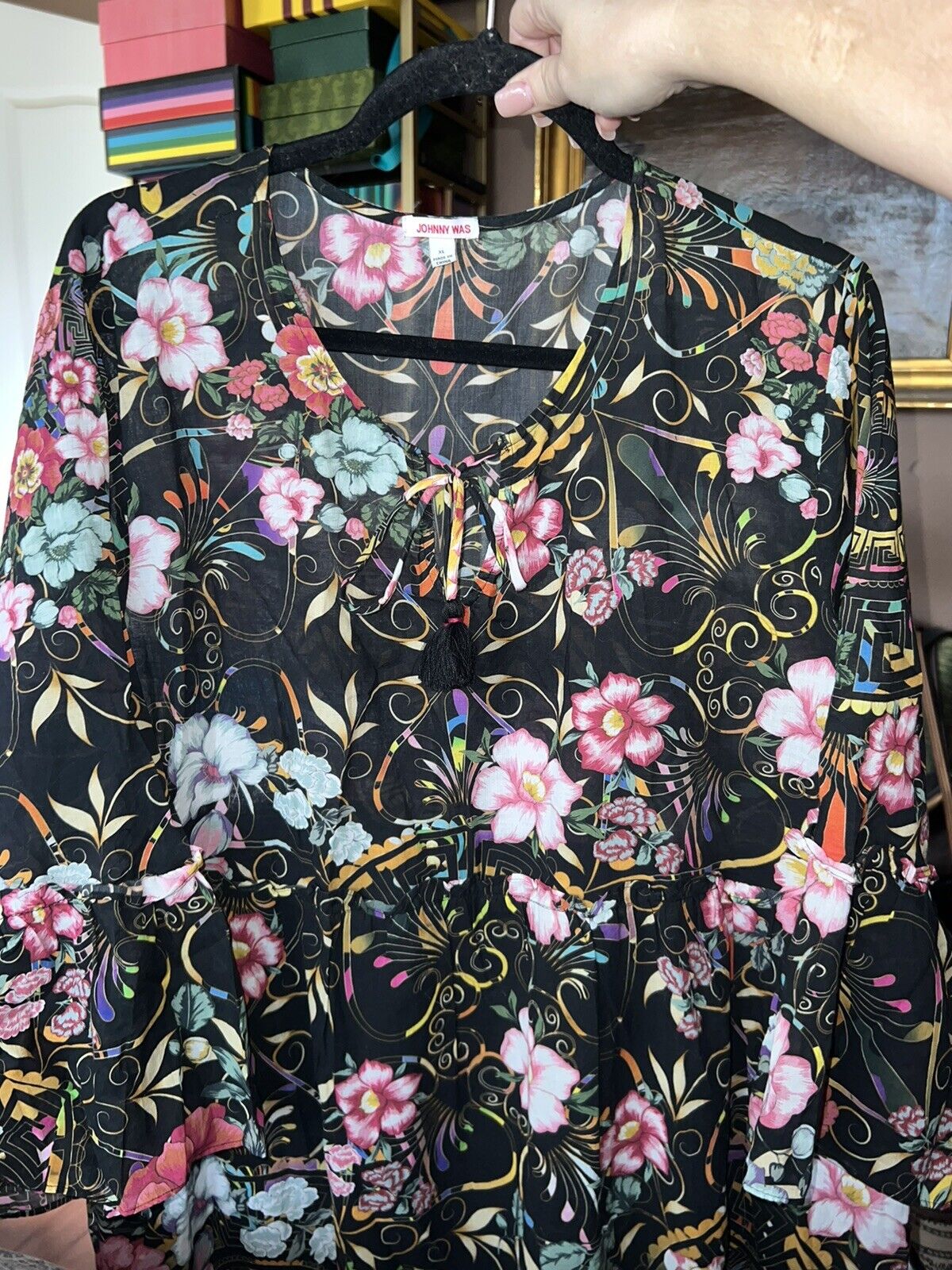 Johnny Was Beautiful Floral MIDI Dress  Sz XL