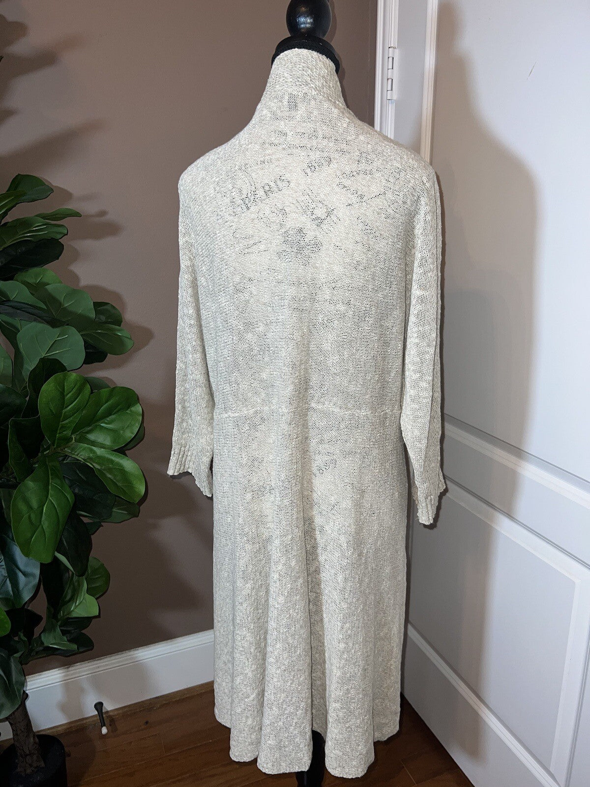 Eileen Fisher XL Natural Linen Color Cardigan Sweater Kimono Eileen Fisher