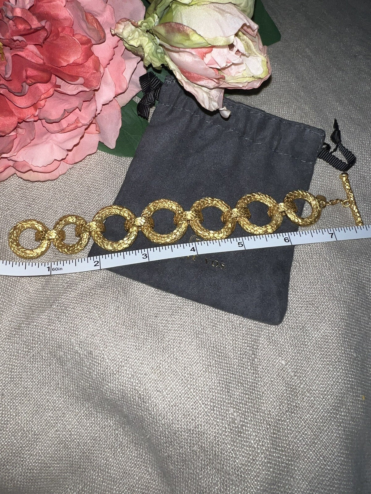 Julie Vos Ivy Leaf 24k Gold Plated 7.75” Toggle Chain Link Bracelet Julie Vos