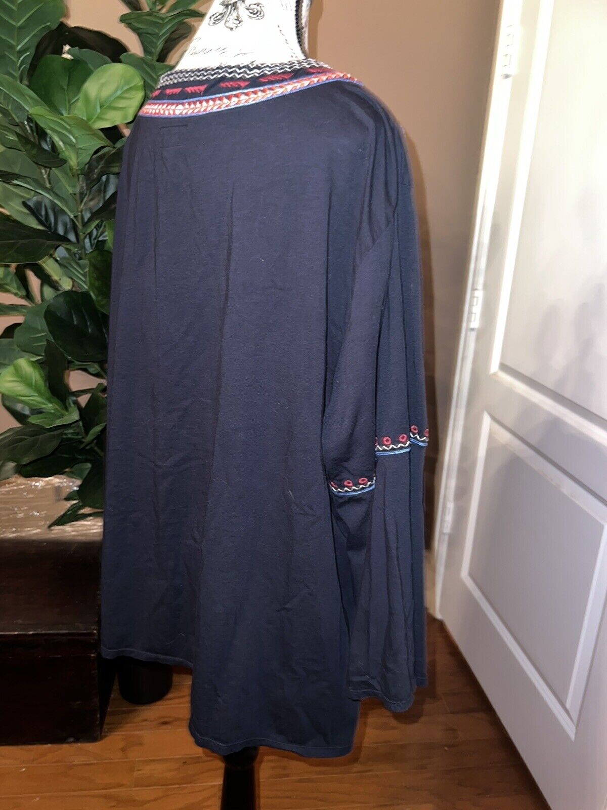 Johnny Was Sz 2Xl 2X XXL Heavily Embroidered Tunic Top Kimono Sleeves