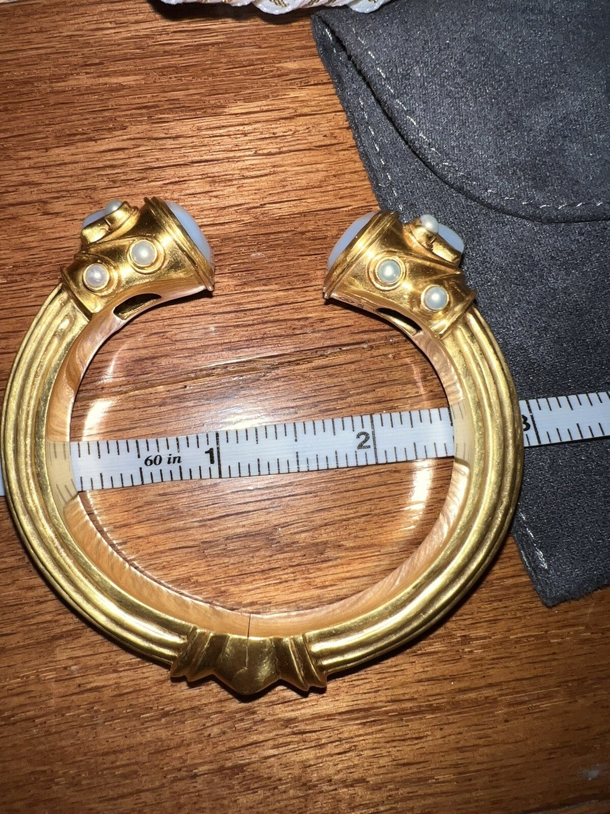 Julie Vos Hinged Bangle Cuff Bracelet 24k Gold Plate & Creamy White Julie Vos