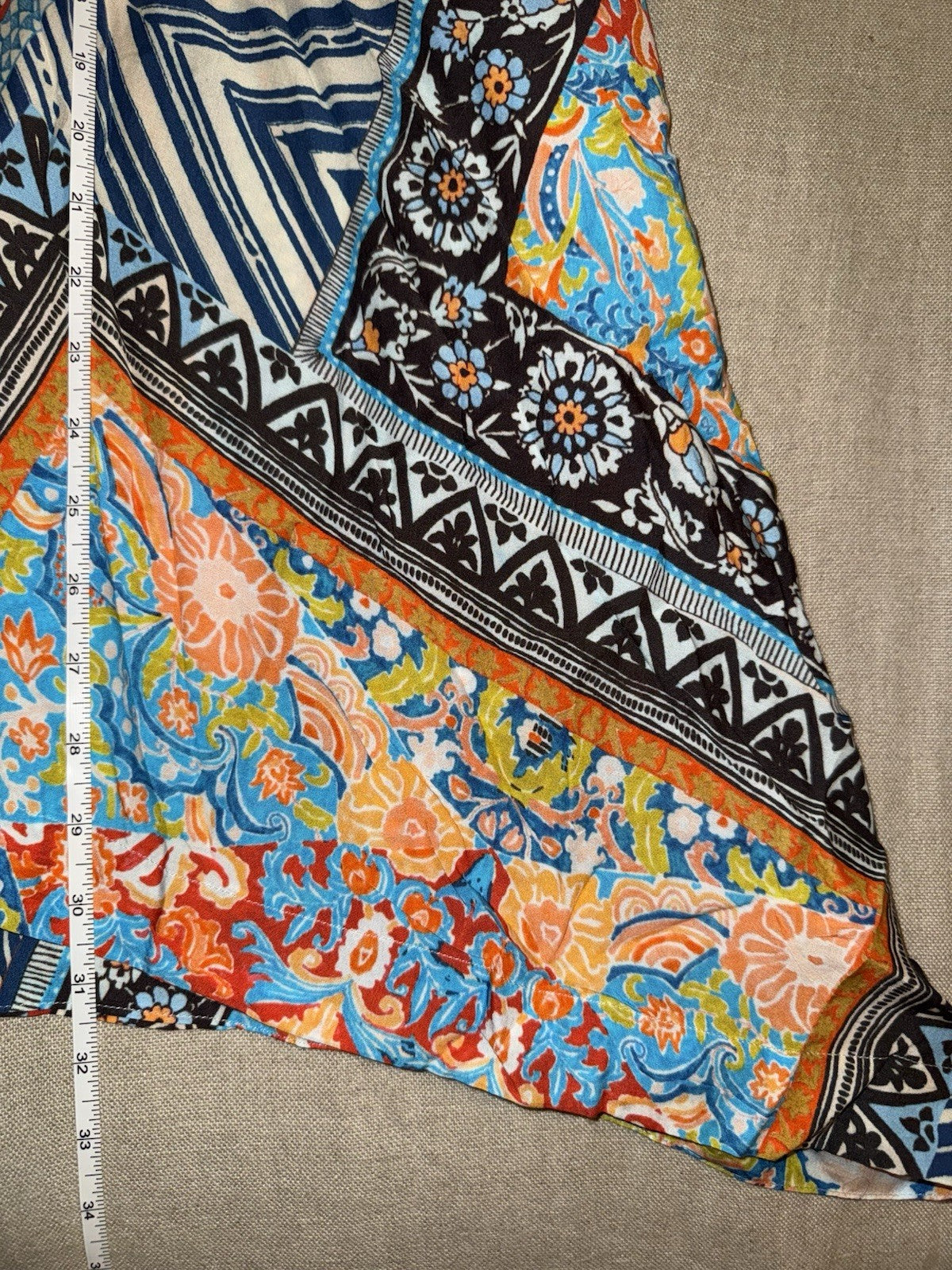 Johnny Was XL Silky Kimono Duster Jacket BOHO Flowy Top Lightweight Cool Color Johnny Was