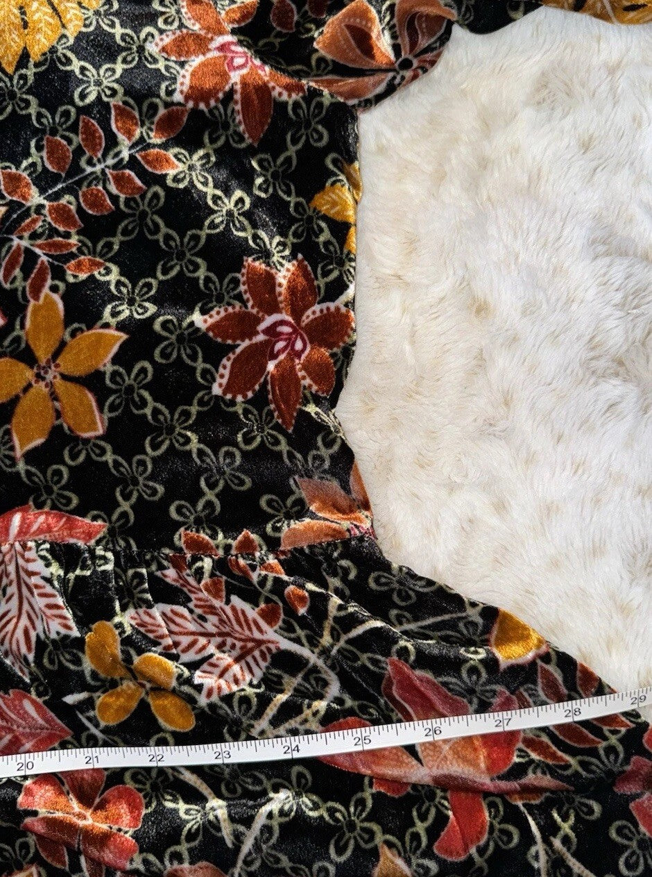 JOHNNY WAS Large Velvet Mini Dress Tiered Tunic Top Babydoll Beaded Tassel Johnny Was