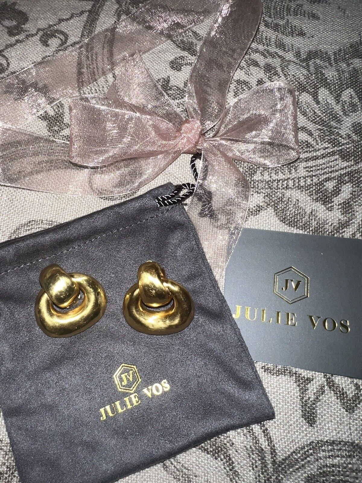 Julie Vos 24k Gold Plated Avalon Door Knocker Clip On Earrings