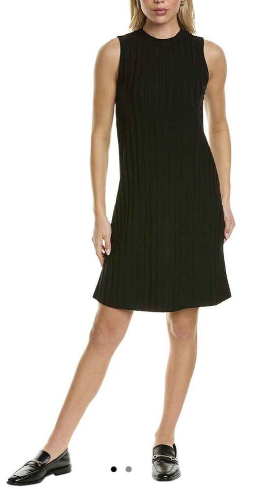 Eileen Fisher Wide Stretch Rib Mockneck Dress Women's sz XL Black