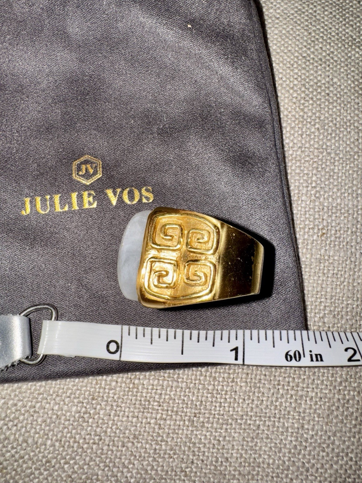 Julie Vos Sz 8 Creamy White Moonstone Statement Ring 24K Plated Looks Unworn Julie Vos