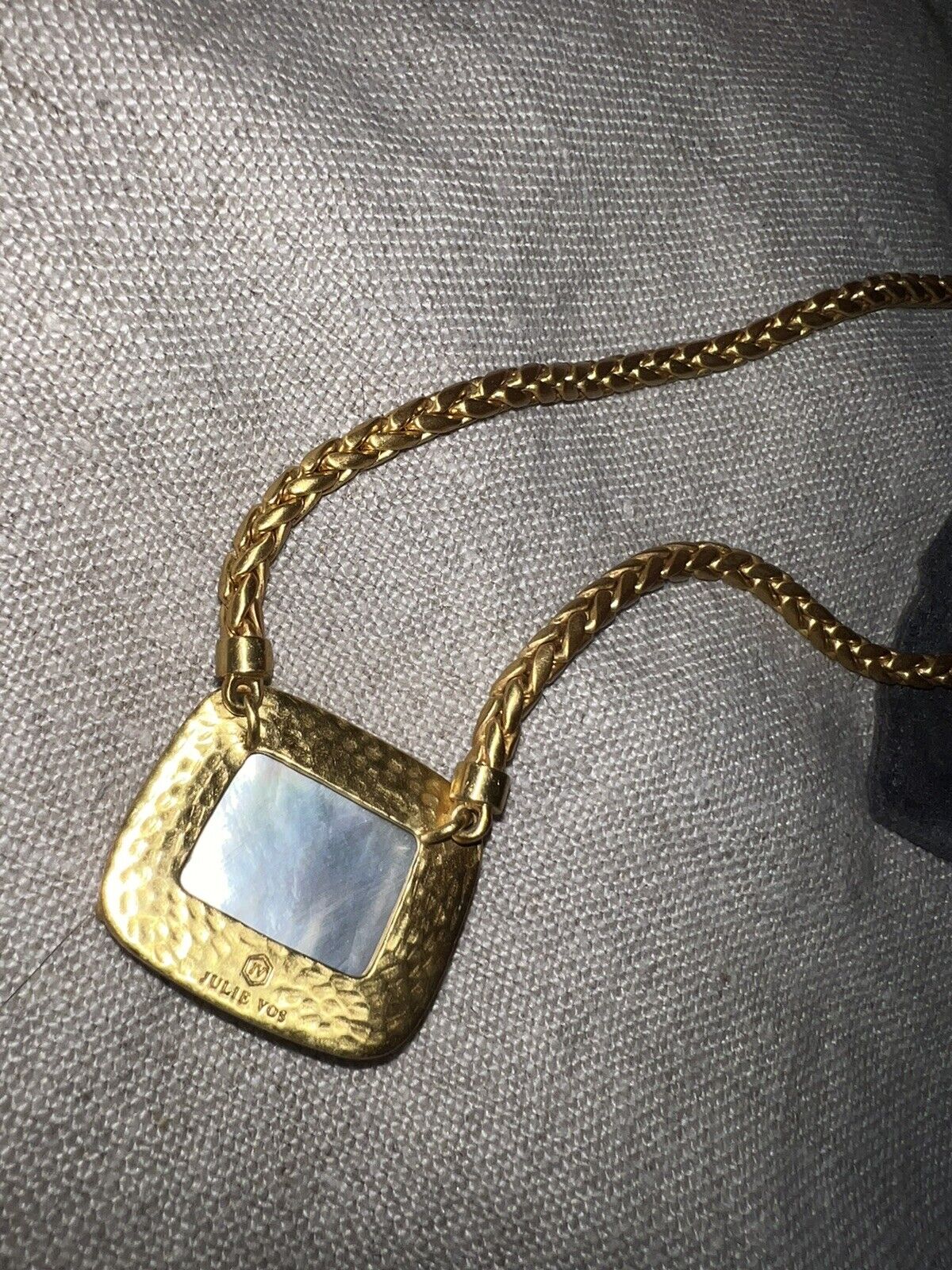 Julie Vos White/Clear Iridescent Pendant 24k Gold Plate Chain Necklace