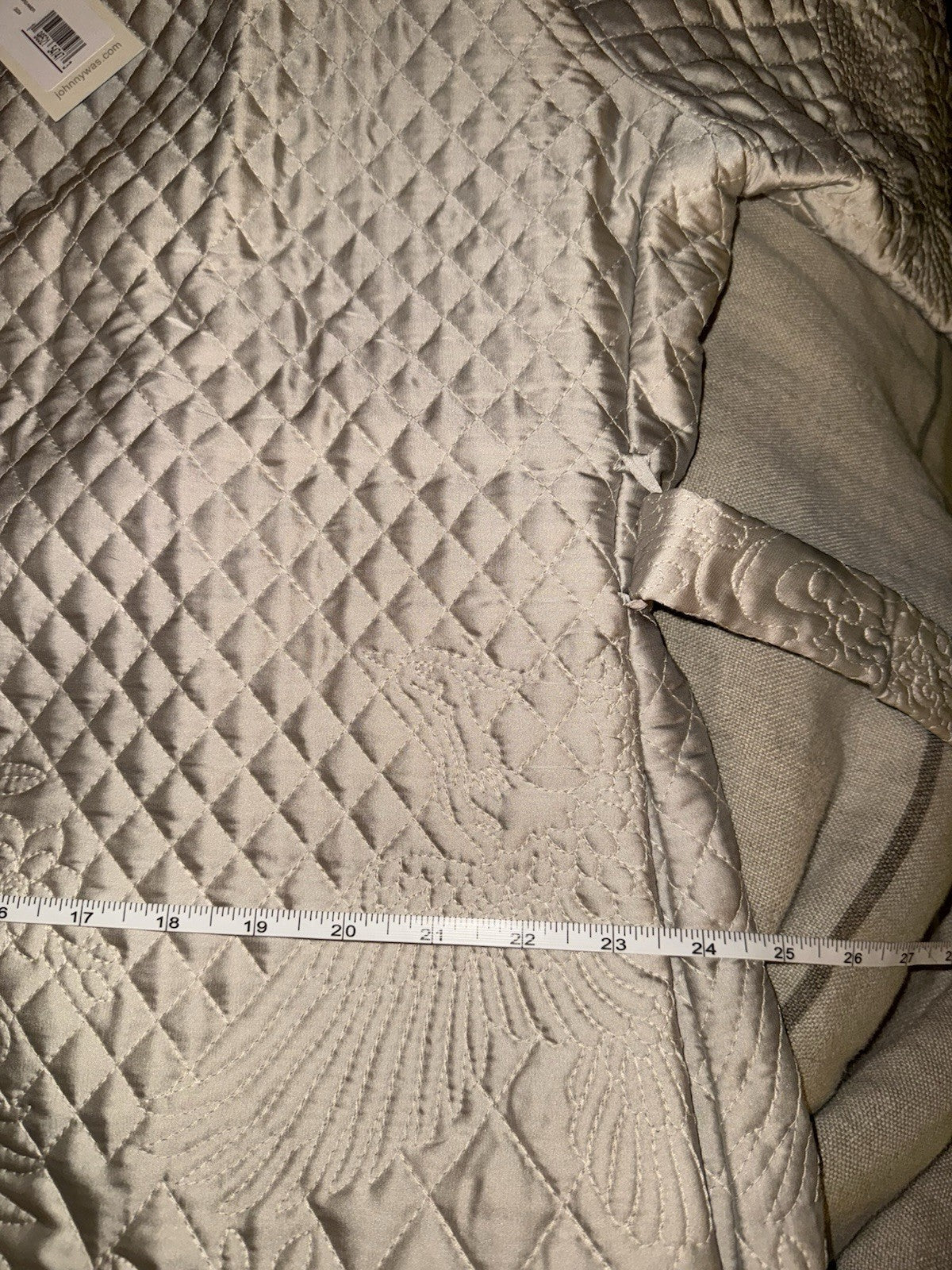 Johnny Was XL Ivory Quilted Jacket Dressy Field Coat Belted Button Up Johnny Was