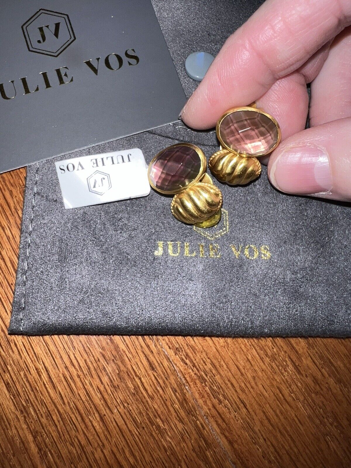 Julie Vos Clip On Earrings  Rose/Fushia  Statement Pieces