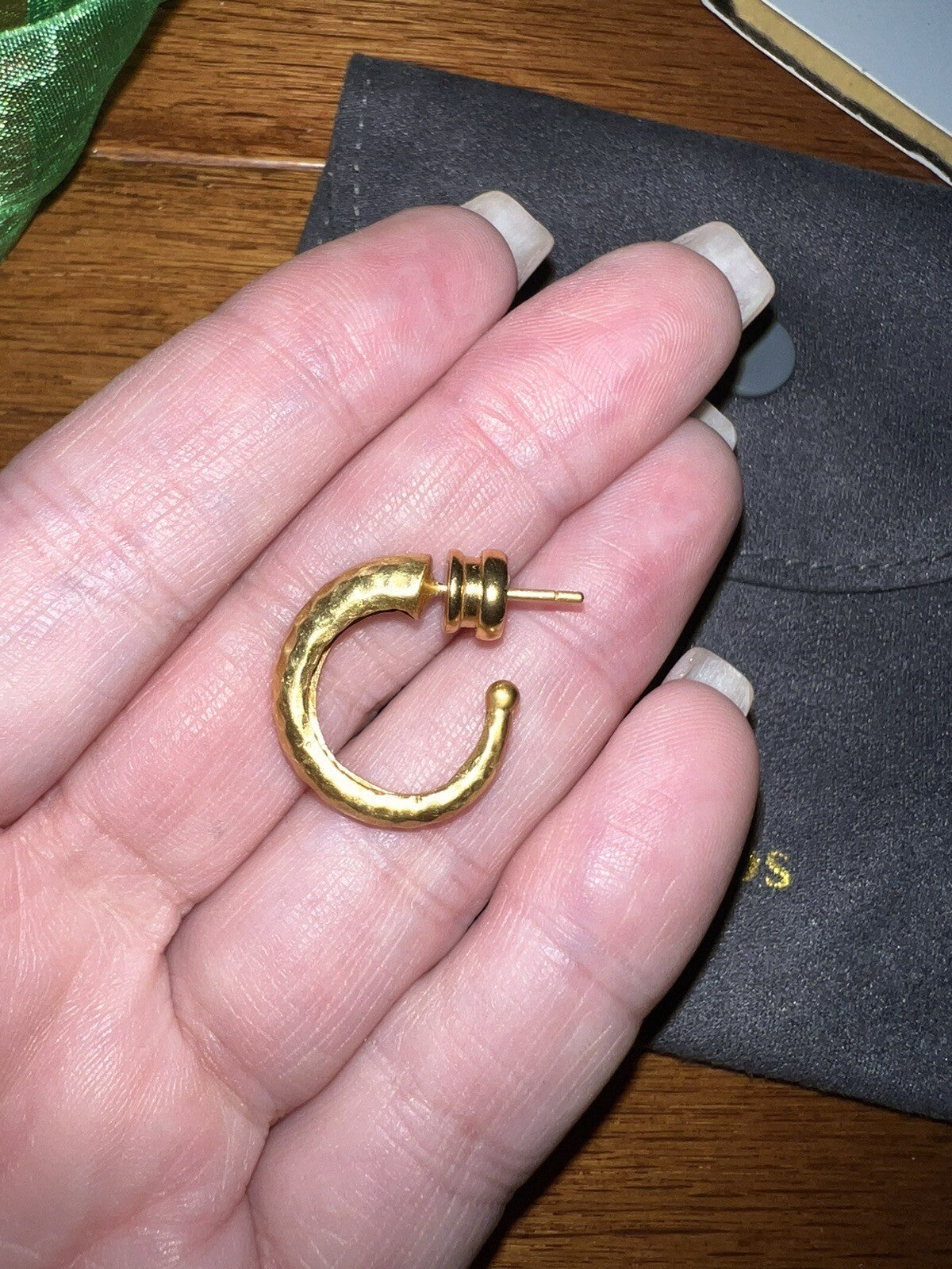 Julie Vos Textured Hoop Earrings 24k Gold Plated Classic  RETIRED Julie Vos