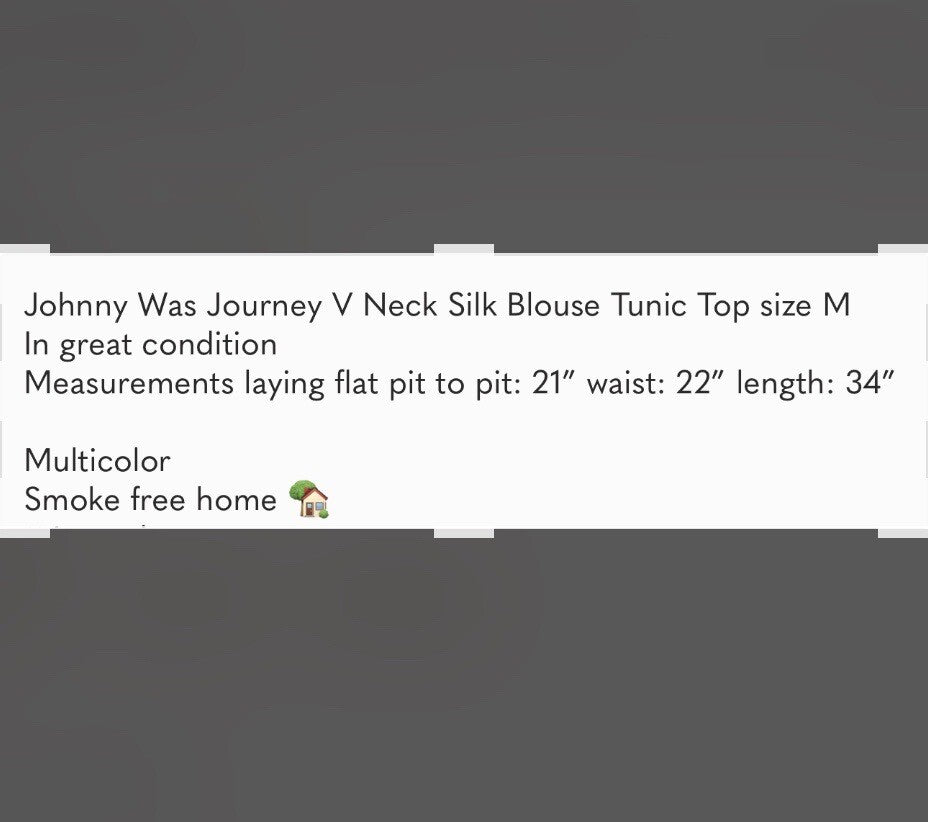 Johnny Was 100% Silk Tunic Top Blouse Or Mini Dress Sz M Medium Beautiful Cond Johnny Was