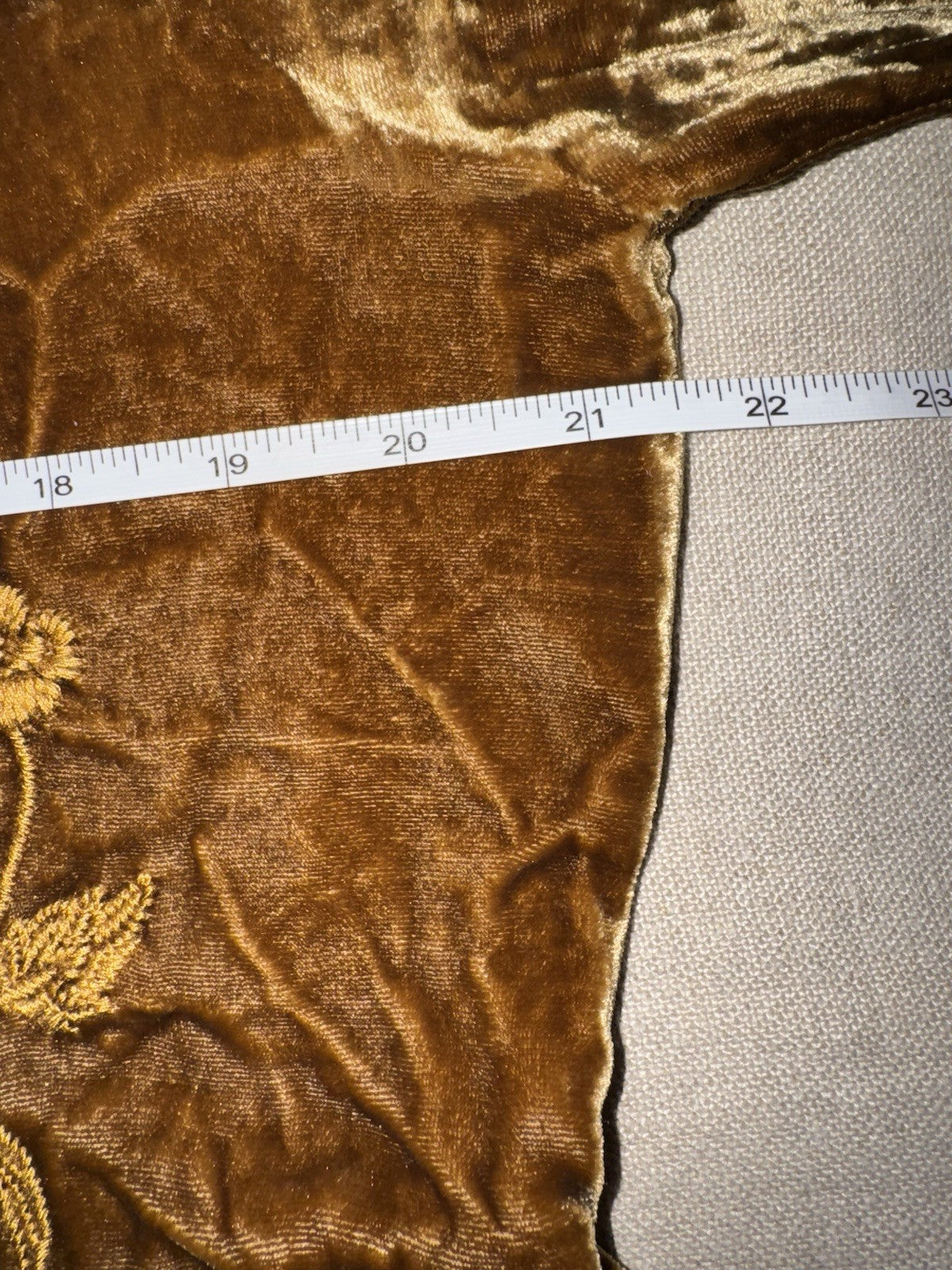 JOHNNY WAS L Large Golden Brown Velvet Midi Dress Tiered Embroidered Maxi Johnny Was