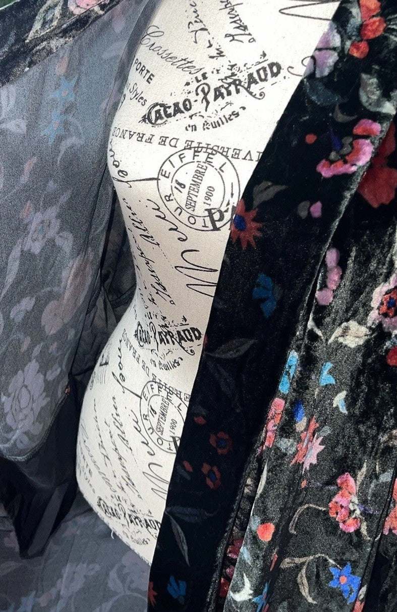 Johnny Was Black & Red Velvet XL Kimono Wrap Jacket Duster Coat Bohemian Johnny Was