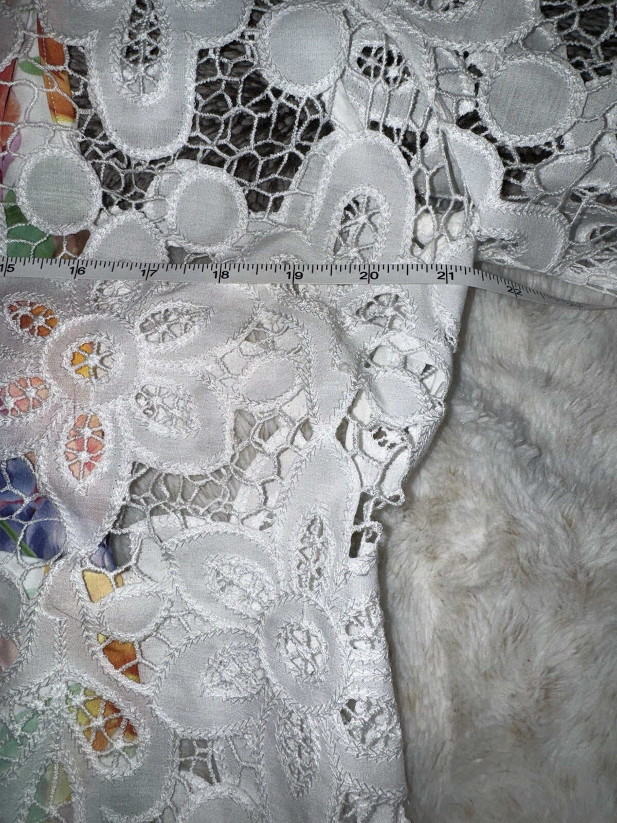 Johnny Was XL White Eyelet Lace Shift Mini Dress & Floral Slip Retail $538 Johnny Was