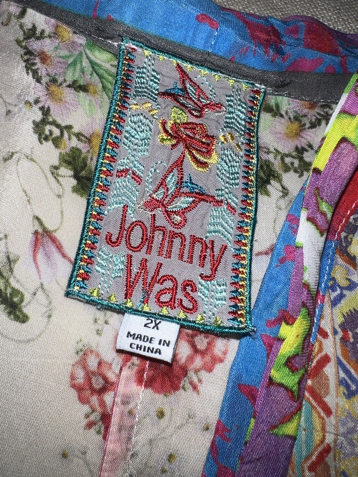 Johnny Was 2X Silky Kimono Jacket Floral W/ Belt Lavender Pink Lightweight Cool Johnny Was