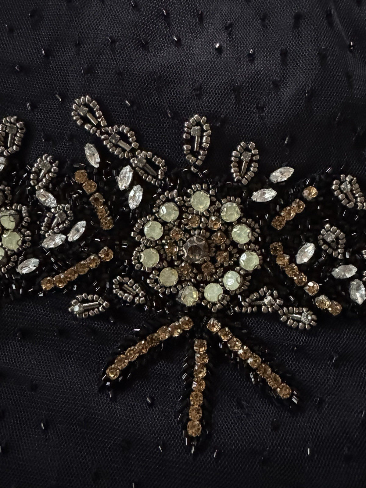 Johnny Was Black Label Sz 8 Jeweled Mesh MIDI Dress Dark Navy $598 Ret Johnny Was