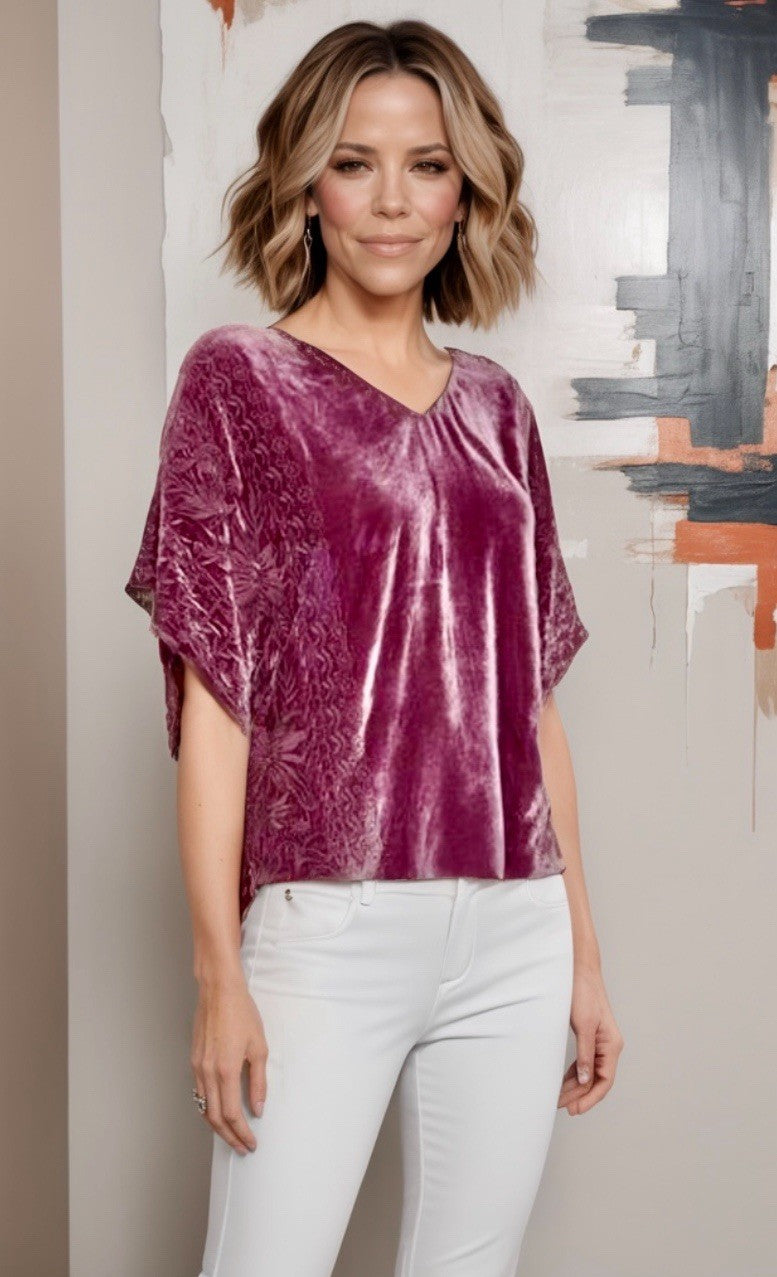 Johnny Was XL Velvet Purple Plum Poncho Top Tunic Embroidered Bohemian Johnny Was