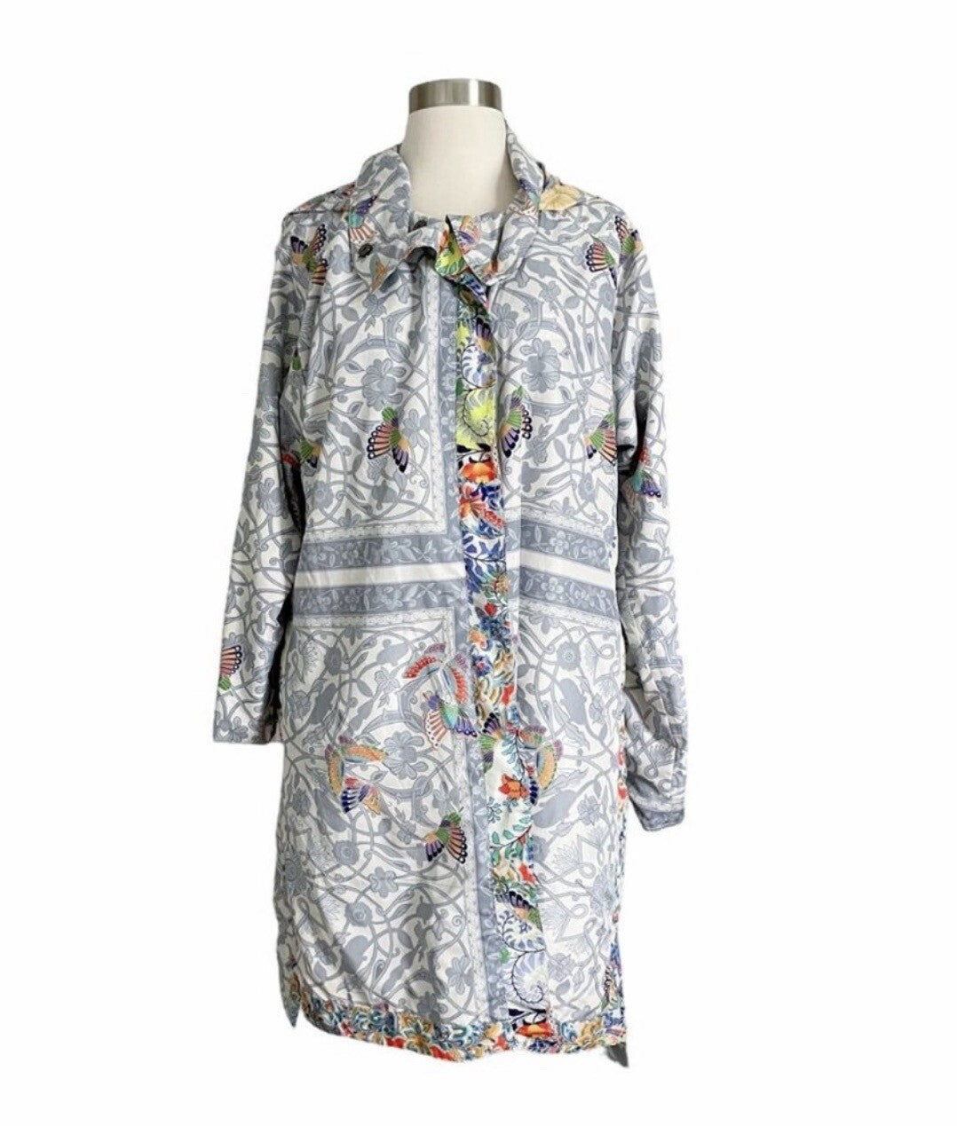 Johnny Was Reversible Raincoat Sz M Medium Rain Jacket Coat Wrap Kimono Johnny Was