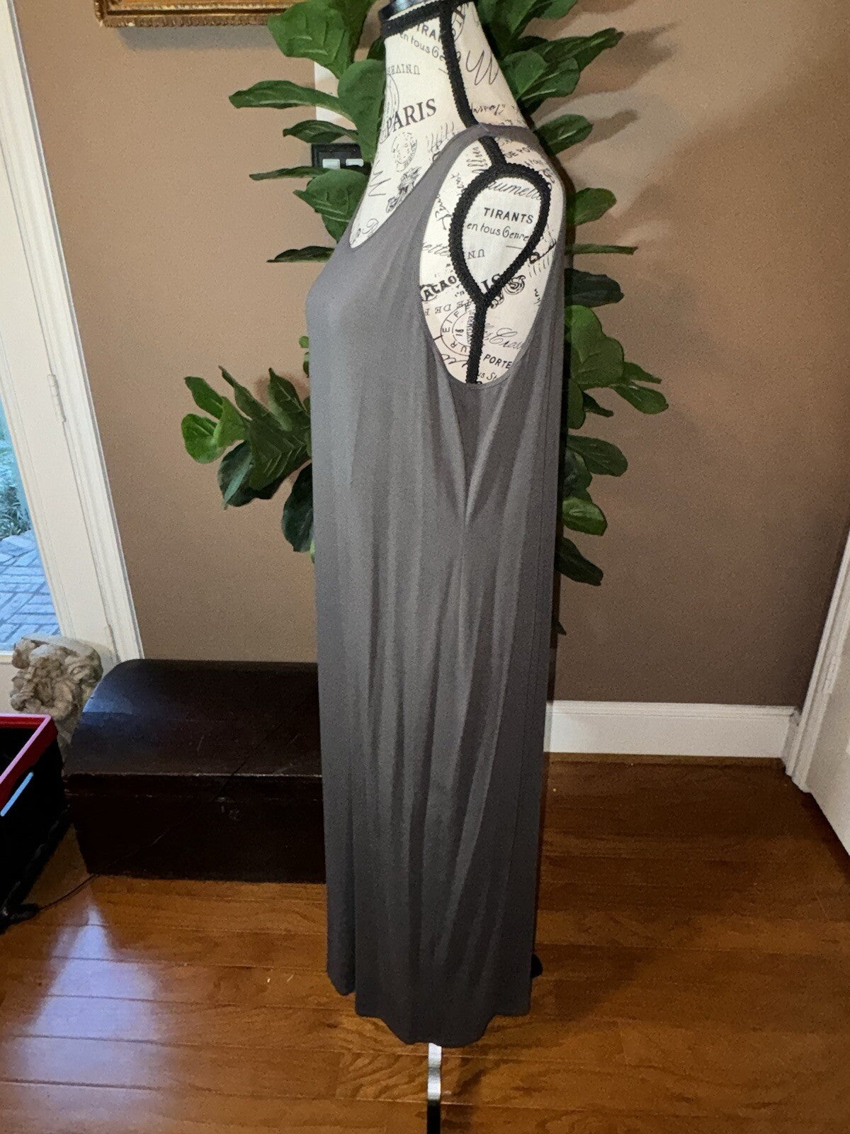 Eileen Fisher Viscose Mushroom Brown Maxi Dress Sz L Large Eileen Fisher