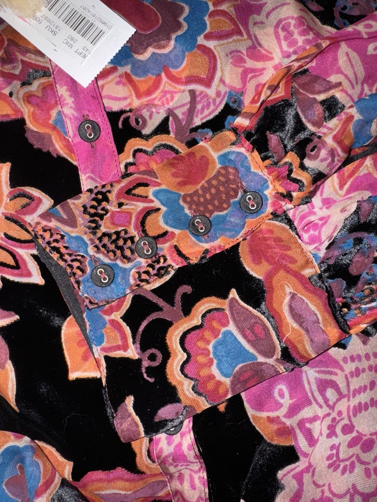 Johnny Was 2X Plus Button Up Blouse & Cami Burnout Silk & Velvet Top Pink & Red Johnny Was