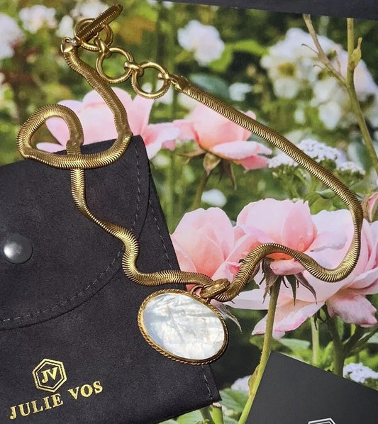 Julie Vos White/Clear Iridescent Pendant & 24k Gold Plated Chain Necklace Julie Vos