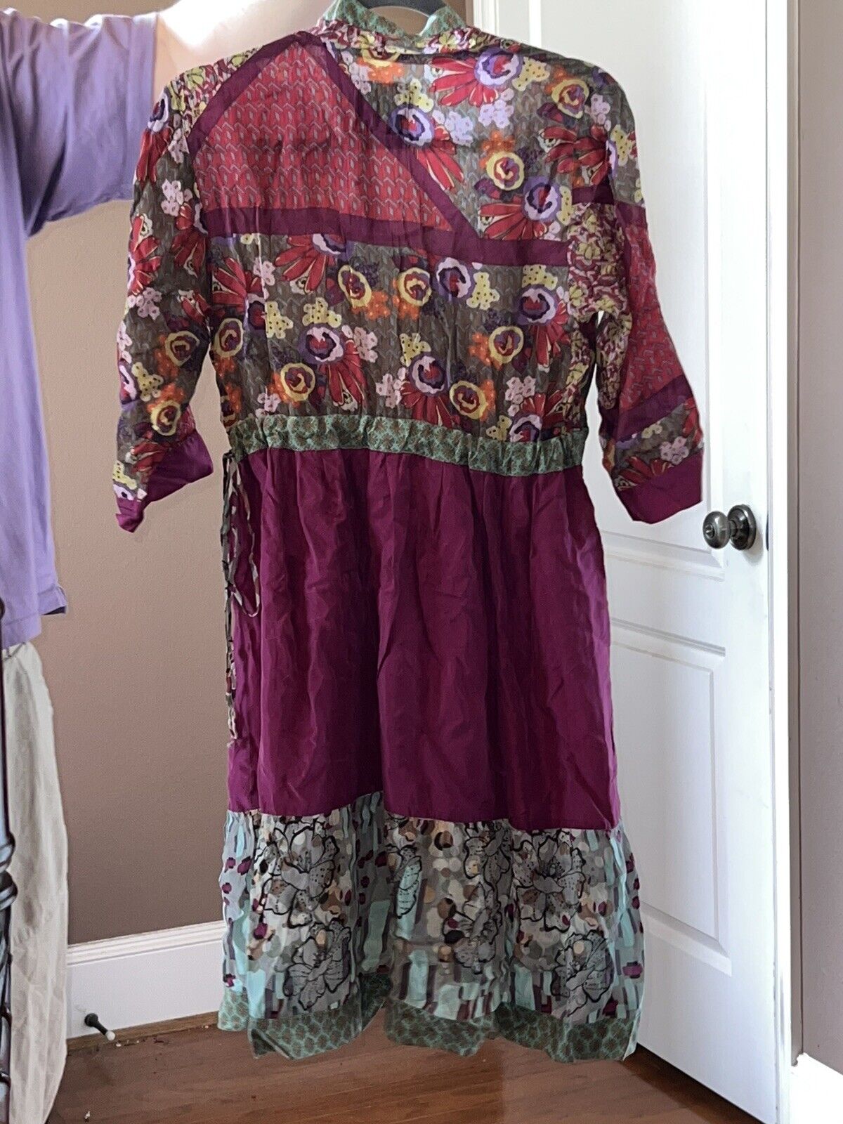 Johnny Was Ciara Tie Waisted Tunic Kimono Maxi Dress Large Excellent 100% Silk