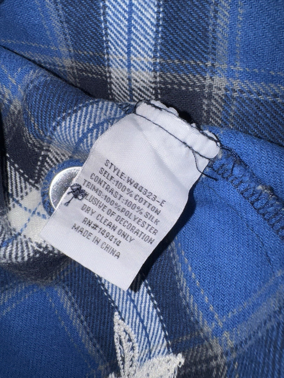 Johnny Was L Large Blue Plaid Trench Coat Jacket MIDI Embroidered Dragon Johnny Was