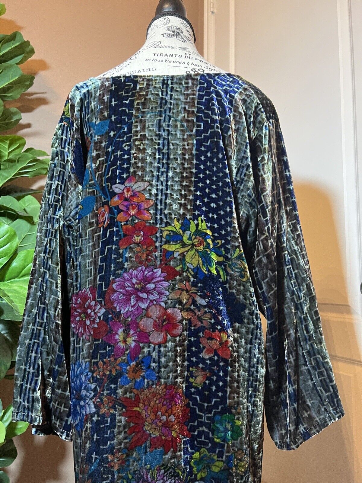 Johnny Was 1X 1XL Velvet Tunic Top Or Mini Dress Jewel Tones  & RICH