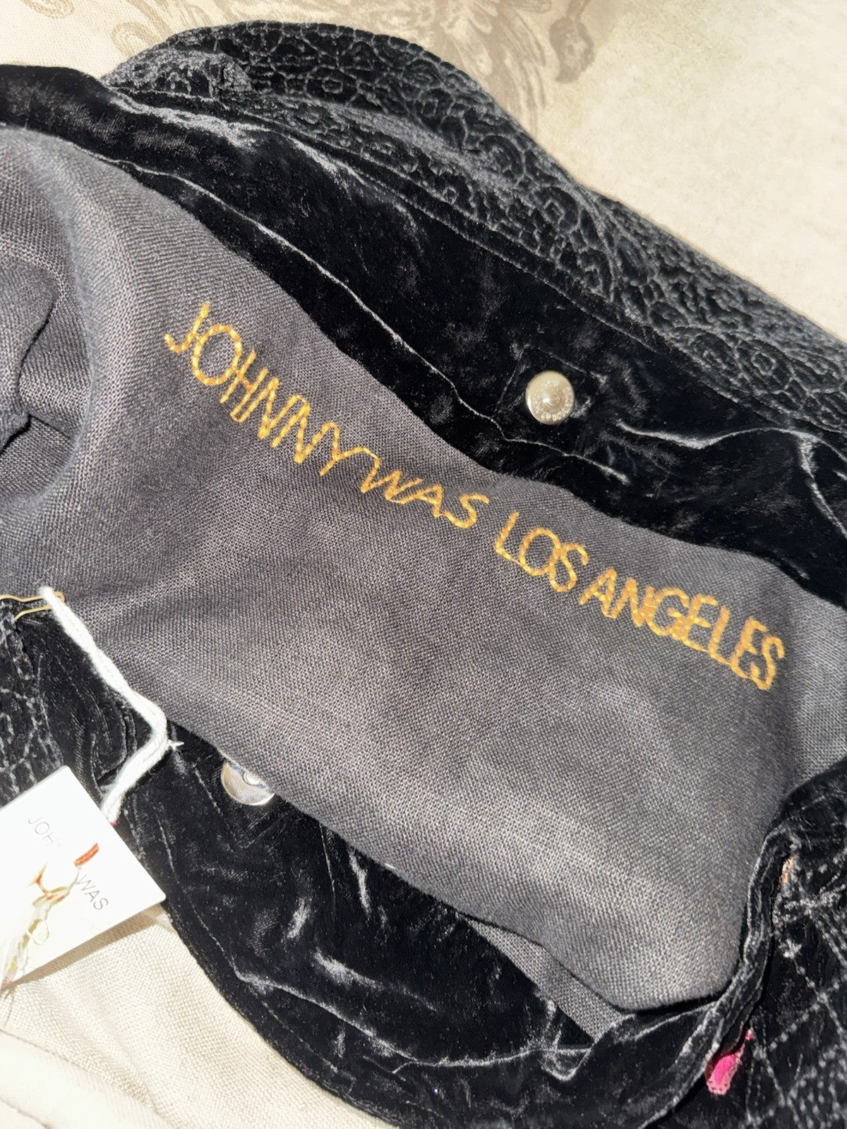 Johnny Was Large Black Velvet & Sequin Hobo Bag Tote Purse Embroidered Crossbody Johnny Was