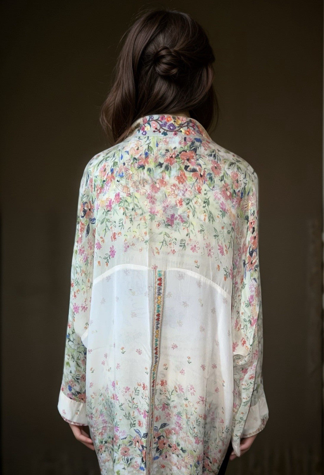 Johnny Was M Kimono Wrap Lightweight Floral Jacket Oversized Pockets Embroidery Johnny Was