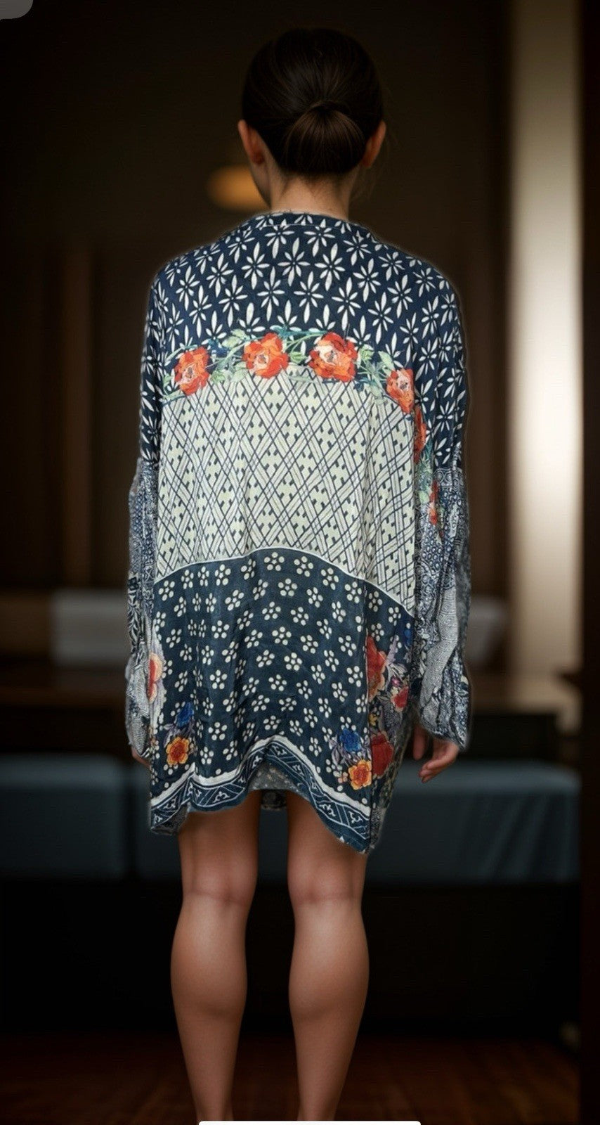 Johnny Was XXL Silky Top Long Sleeve Blouse Button Up Lightweight Floral Tunic Johnny Was