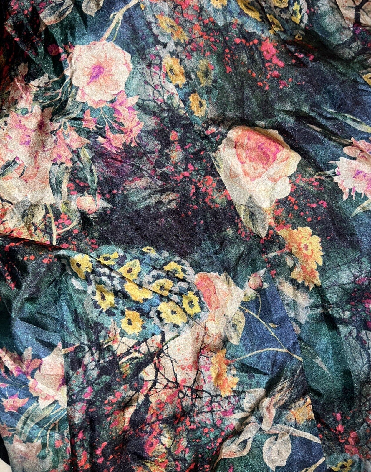 Johnny Was L 100% Silk & Sequins Black KIMONO Long Duster Coat REVERSIBLE Johnny Was