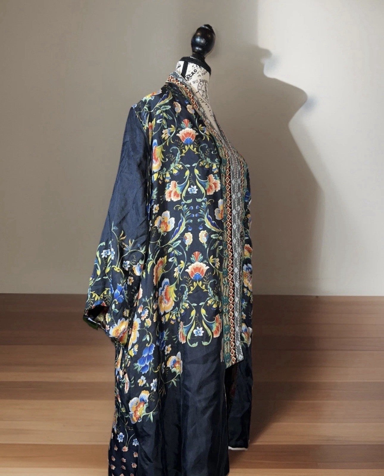 Johnny Was Large Velvet & Silk Kimono Wrap REVERSIBLE Jewel Tones Jacket Johnny Was