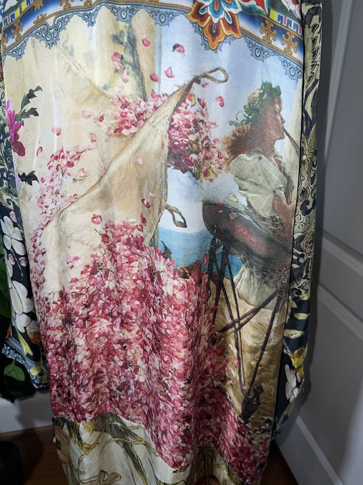 Johnny Was 100% Silk Kimono L Large Cherry Blossoms STUNNING BACK  Buttons Wrap