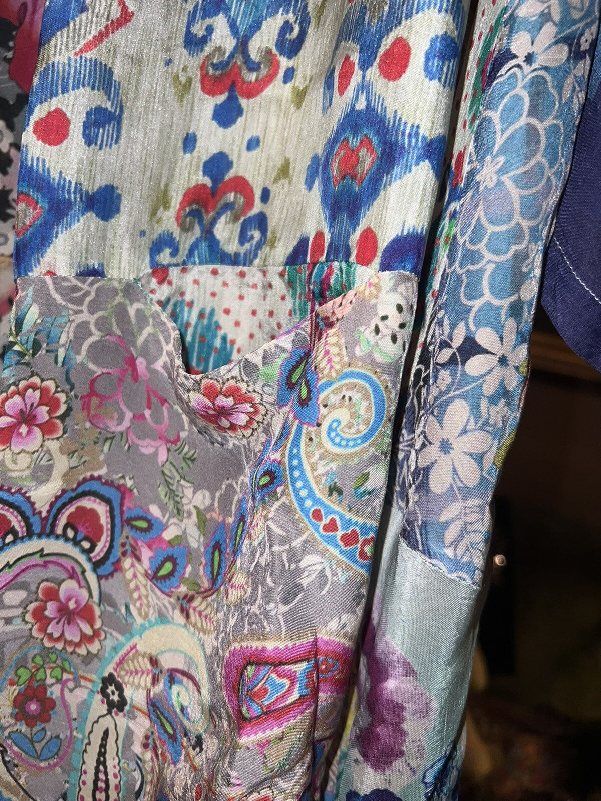 Johnny Was M 100% Silk Kimono Top Lightweight Cool Florals Pastels Cardigan Wrap Johnny Was