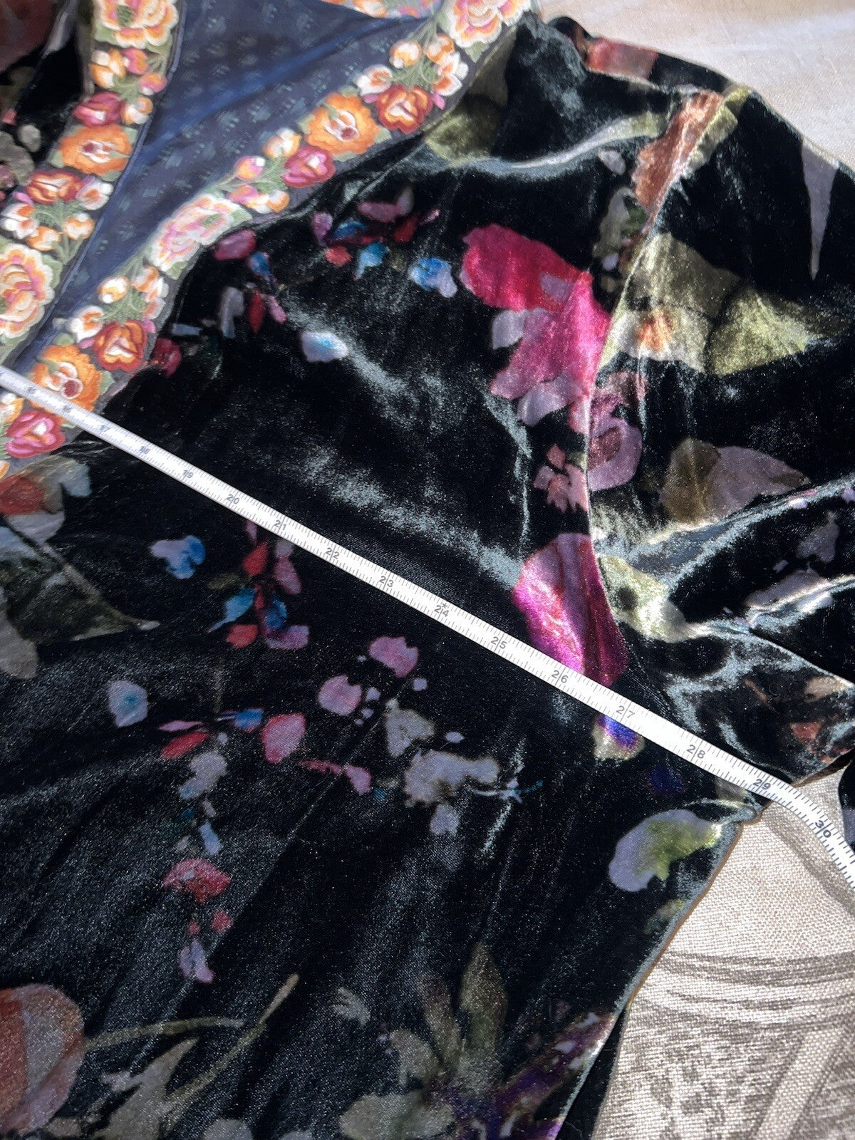 Johnny Was 1X Velvet & Silk Kimono Wrap REVERSIBLE Jewel Tones Floral Jacket Johnny Was