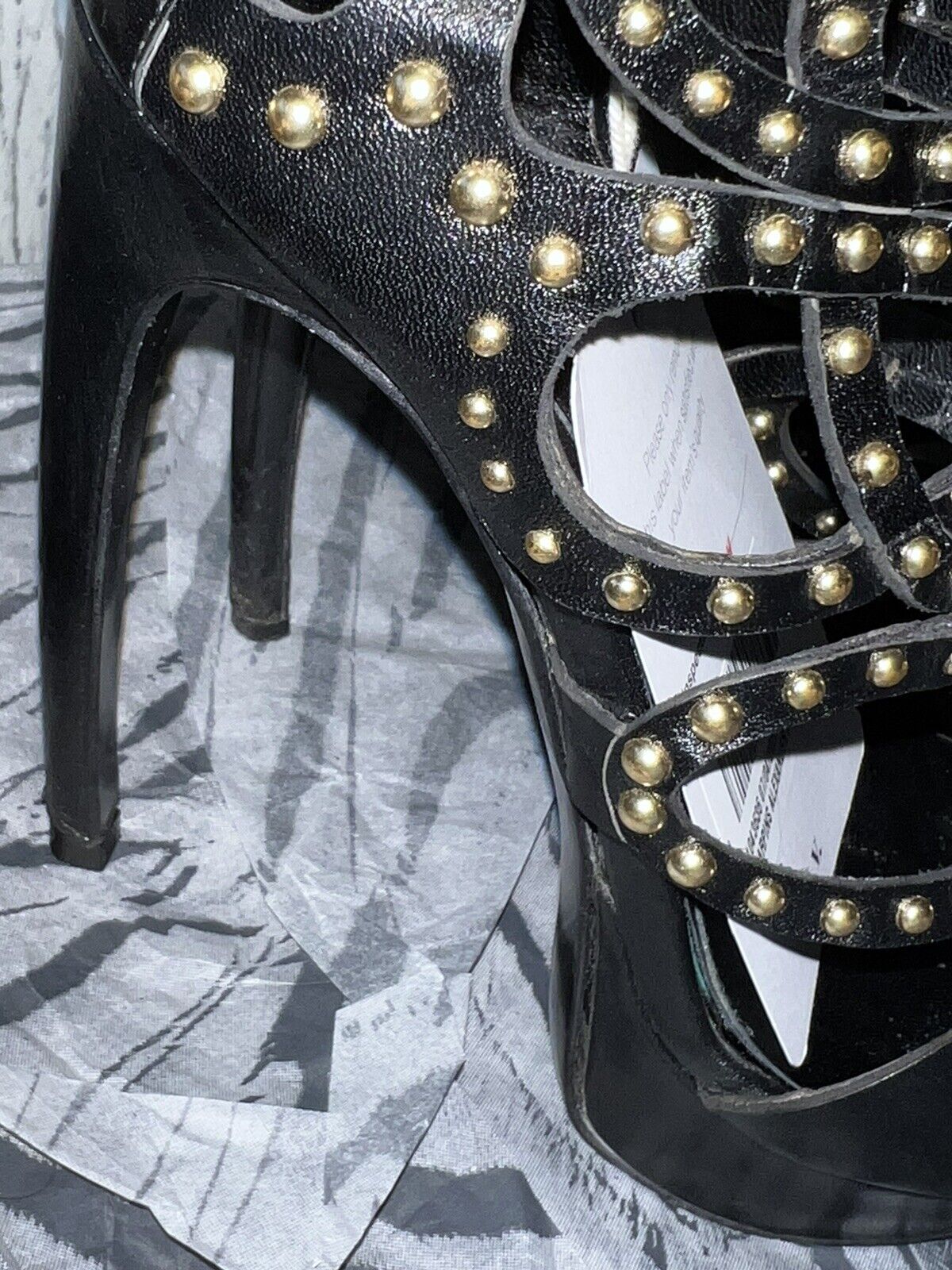 Alexander McQueen Studded Black Leather Cage Bootie IT 37 US 7 AUTHENTICATED