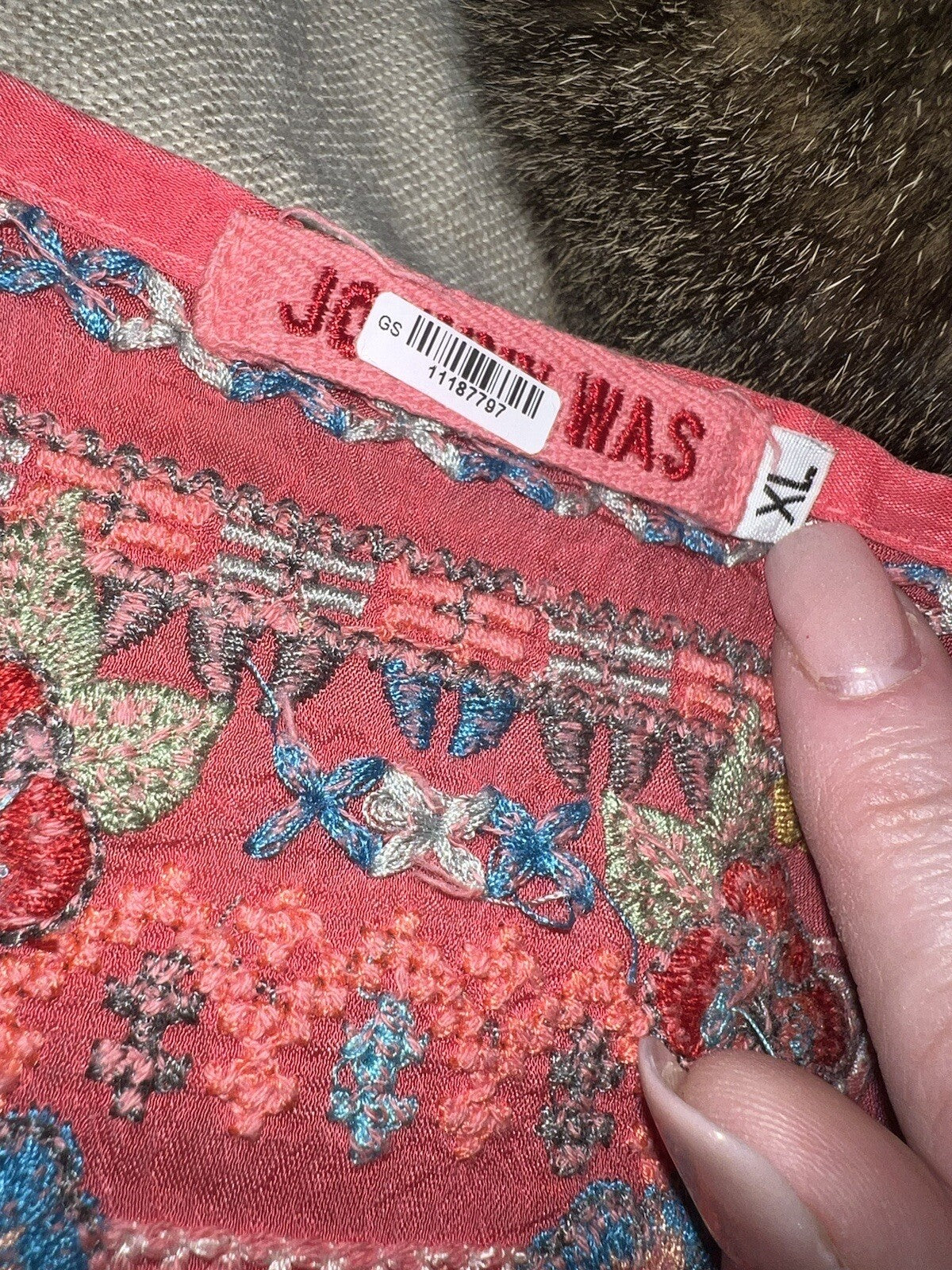 Johnny Was Sz XL Silky Soft Cool Pink Tunic Top Blouse Lightweight Embroidery Johnny Was