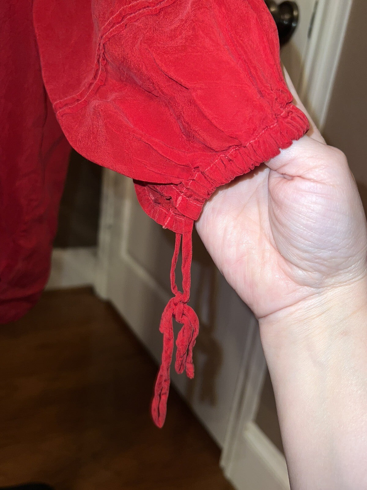 Johnny Was 3x 3XL Tunic Top Red Silky Handkerchief Hem Excellent Condition Johnny Was