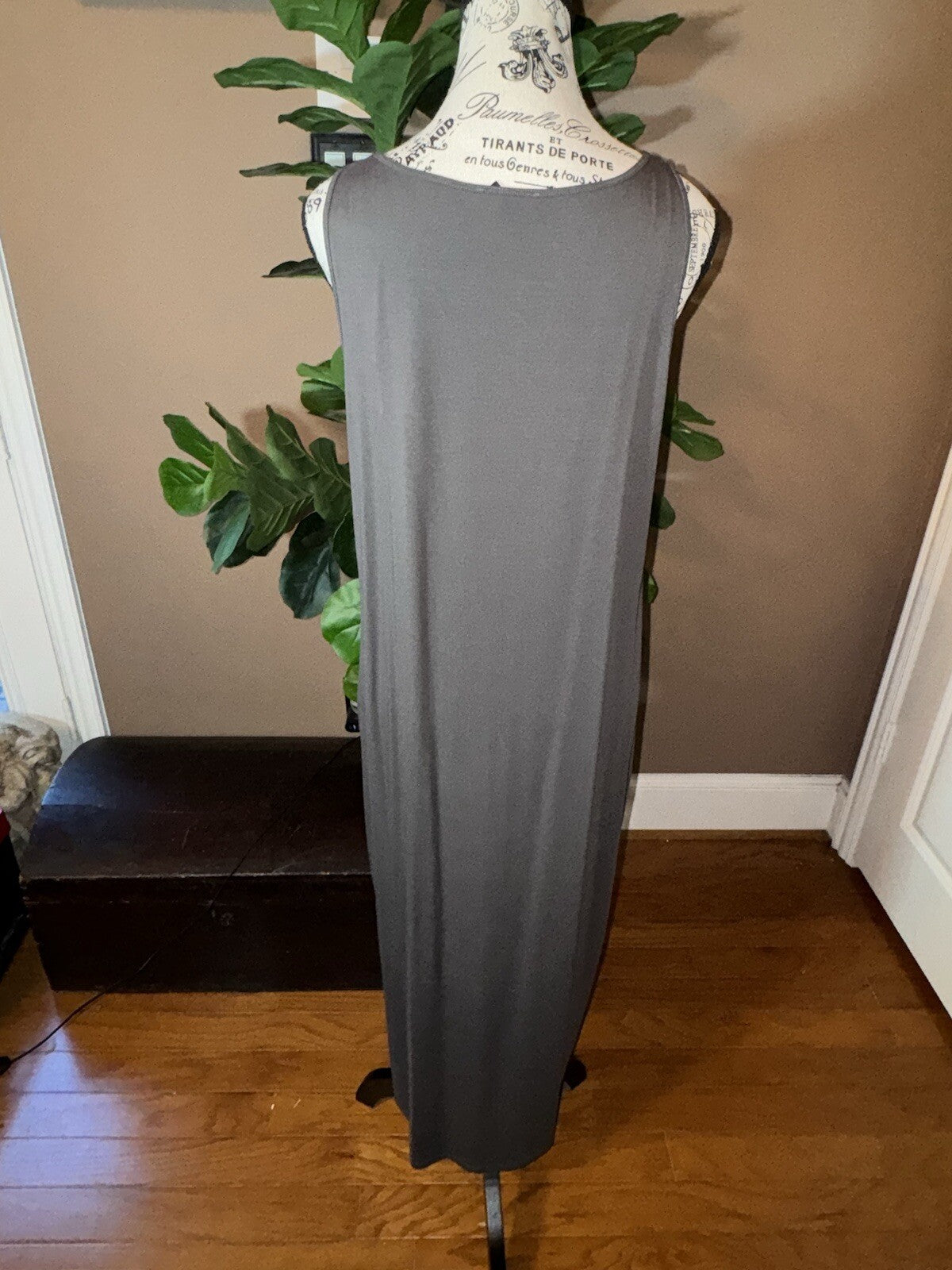 Eileen Fisher Viscose Mushroom Brown Maxi Dress Sz L Large Eileen Fisher