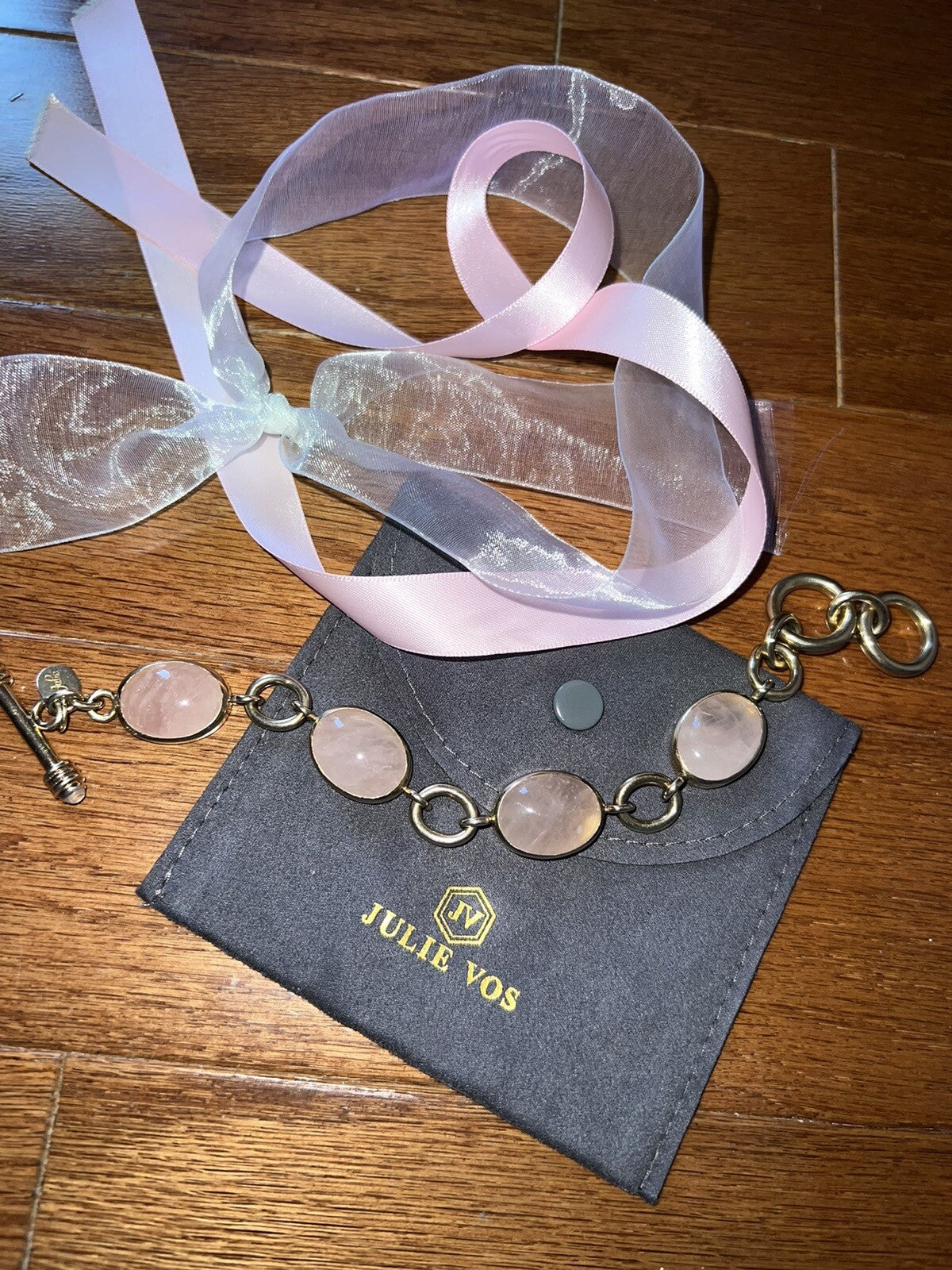 Julie Vos Pink Quartz Toggle Link Bracelet Adjustable Soft & Feminine Julie Vos