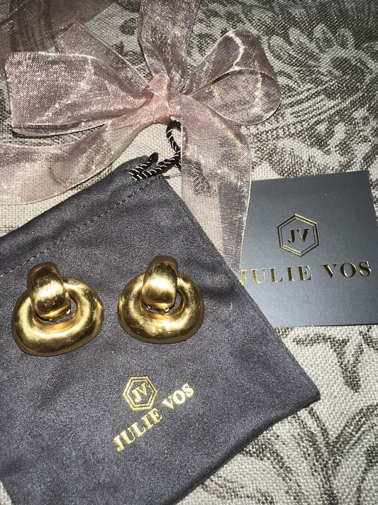 Julie Vos 24k Gold Plated Avalon Door Knocker Clip On Earrings